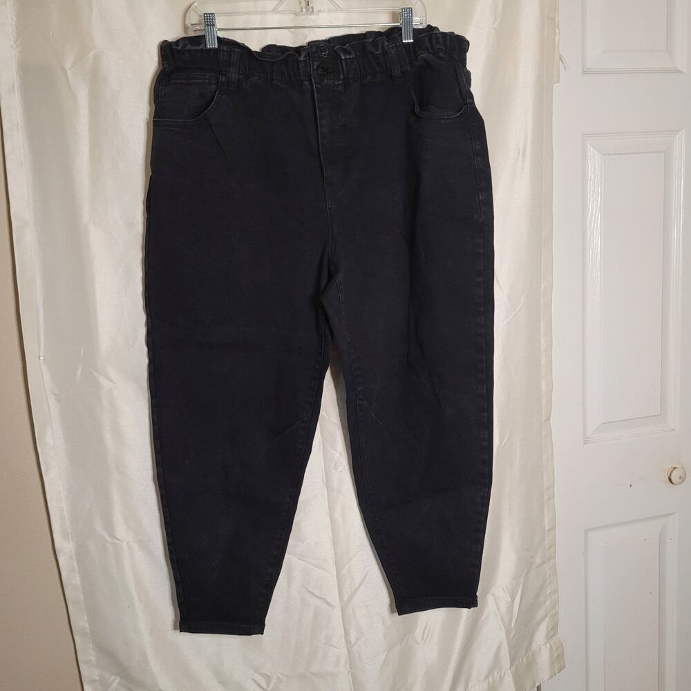 Terra & Sky Women's Plus Size 22W Black Paperbag Waist Jeans
